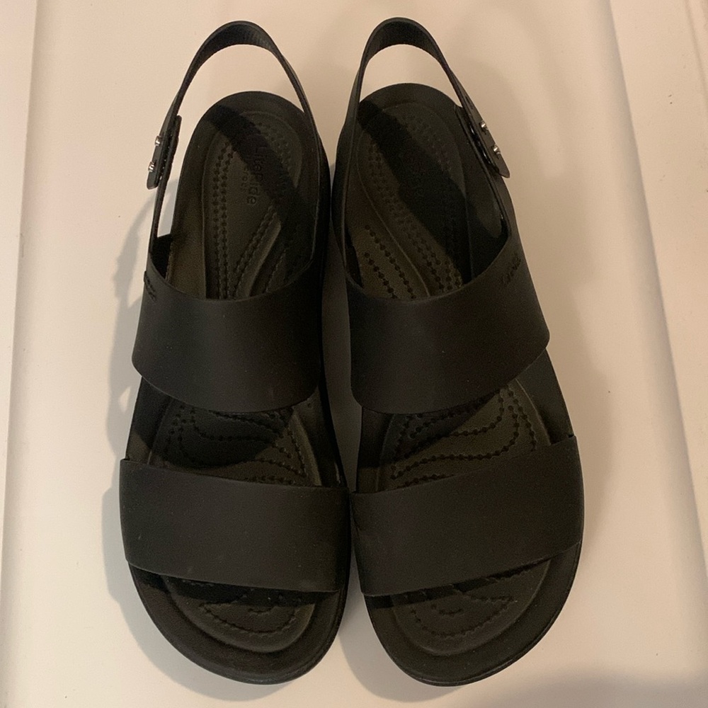 Crocs Black Sandals Brooklyn Platform Shoes Womens 10